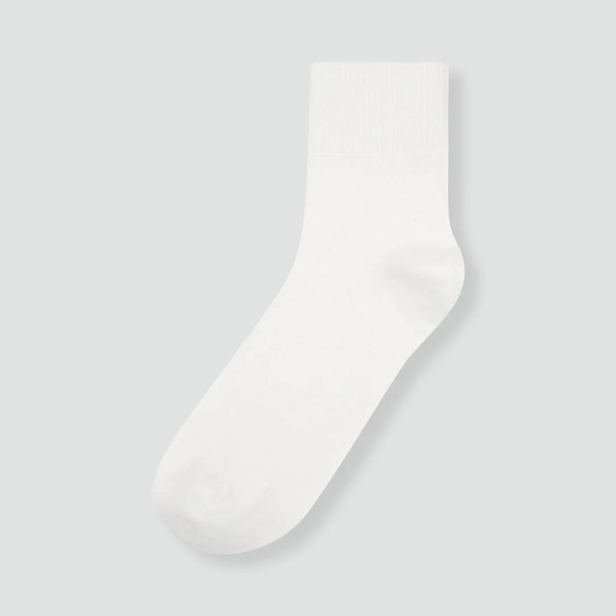 JAJU Cotton Rib Ankle Socks 5-Pack – White
