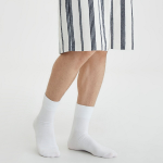 JAJU Cotton Rib Ankle Socks 5-Pack – White