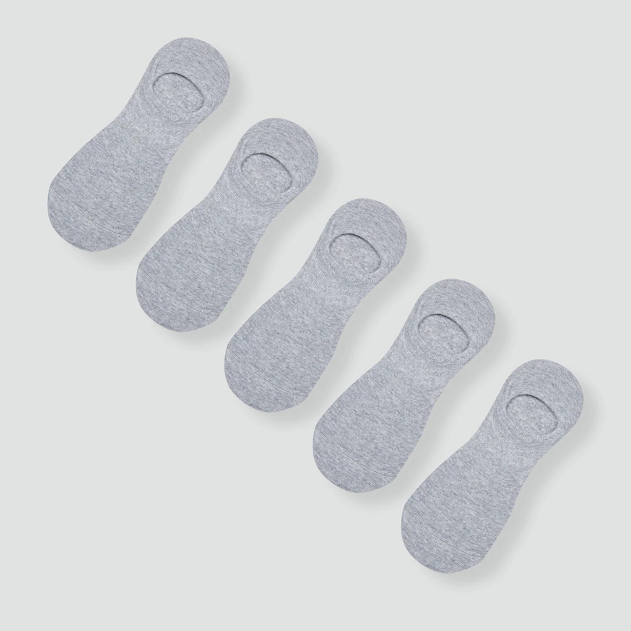 JAJU Cotton High-Cut No-Show Socks 5-Pack – Melange Grey