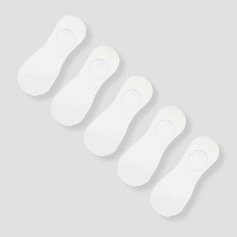 JAJU Cotton High-Cut No-Show Socks 5-Pack – White