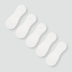 JAJU Cotton High-Cut No-Show Socks 5-Pack – White