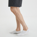 JAJU Cotton High-Cut No-Show Socks 5-Pack – White