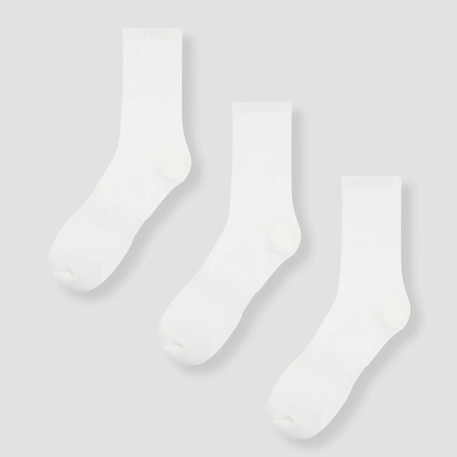 JAJU Active Support Mid-Crew Socks 3-Pack – White
