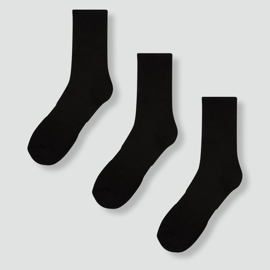 JAJU Active Support Mid-Crew Socks 3-Pack – Black