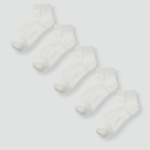 JAJU Cotton Ankle Socks 5-Pack – White