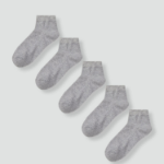 JAJU Cotton Ankle Socks 5-Pack – Melange Grey