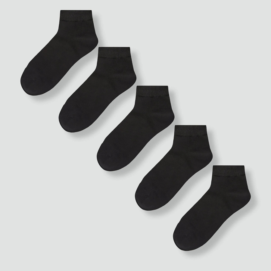 JAJU Cotton Ankle Socks 5-Pack – Black