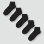 JAJU Cotton Ankle Socks 5-Pack – Black