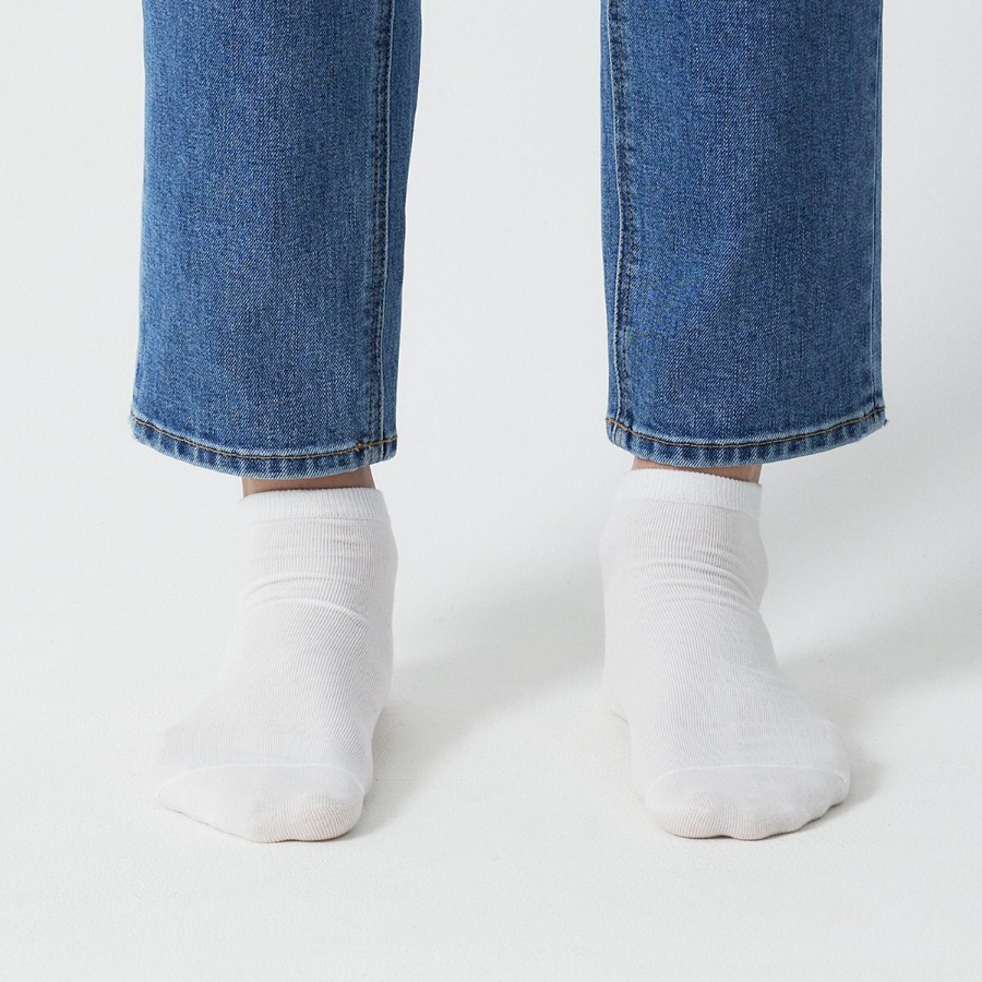 JAJU Cotton Sneaker Socks 5-Pack – White