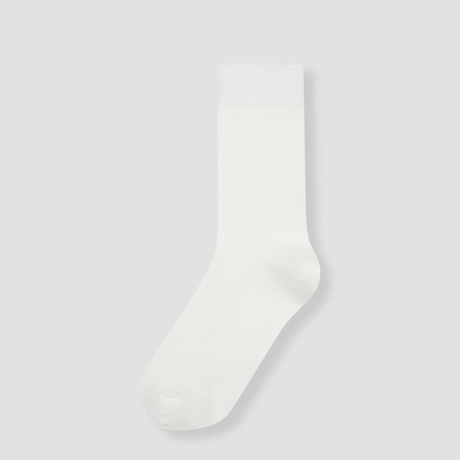 JAJU Cotton Ribbed Long Socks – White
