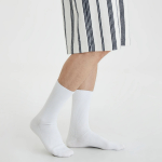 JAJU Cotton Ribbed Long Socks – White