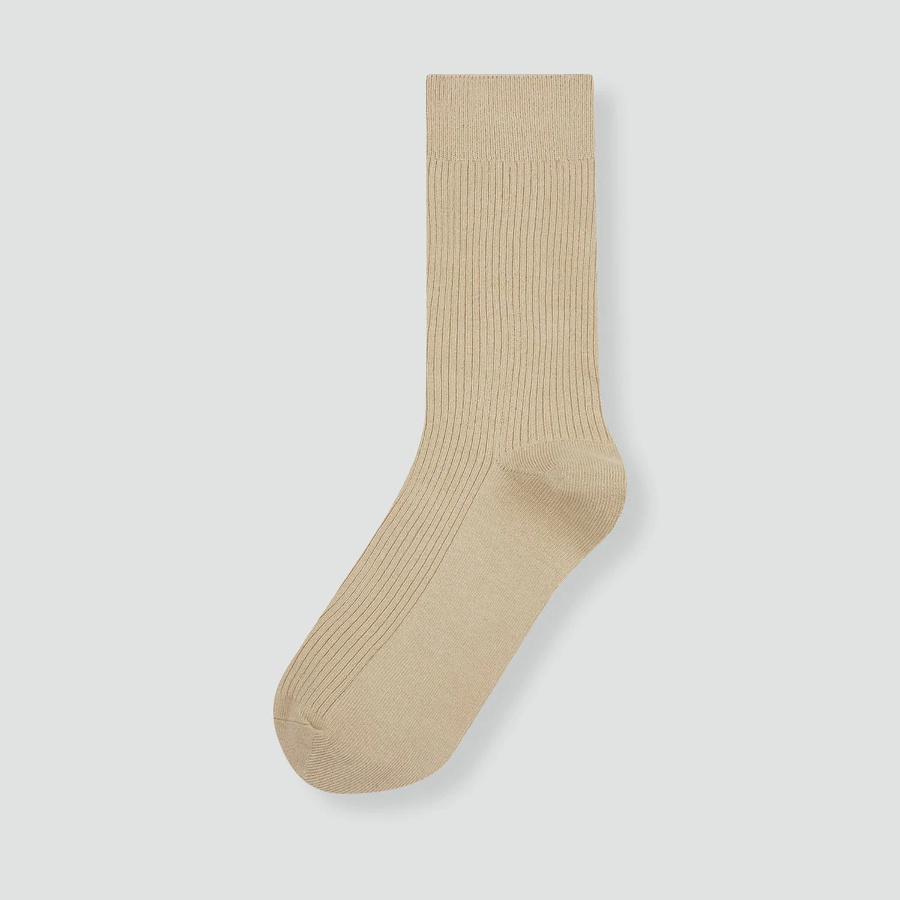 JAJU Cotton Ribbed Long Socks – Beige