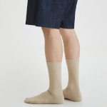 JAJU Cotton Ribbed Long Socks – Beige