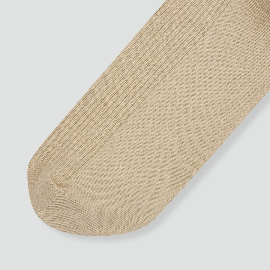 JAJU Cotton Ribbed Long Socks – Beige