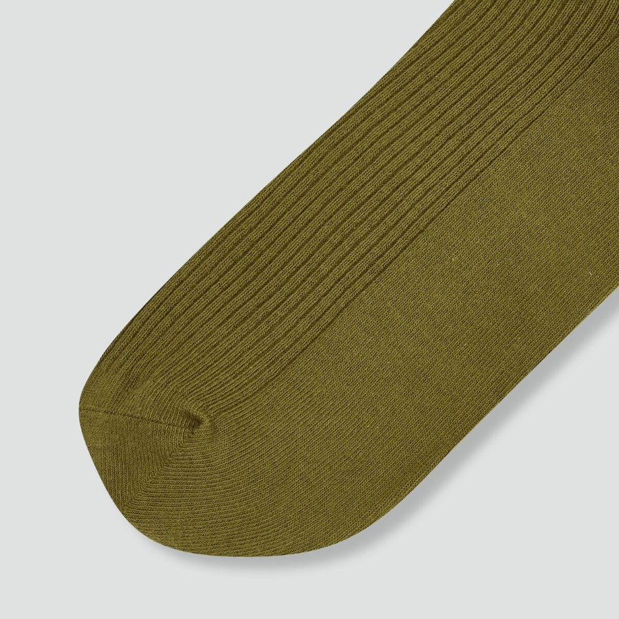 JAJU Cotton Ribbed Long Socks – Khaki