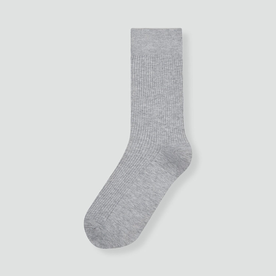 JAJU Cotton Ribbed Long Socks – Melange Grey