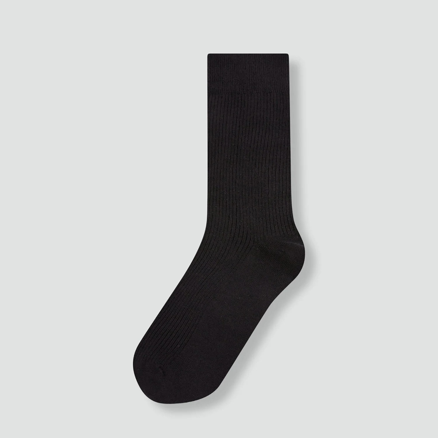 JAJU Cotton Ribbed Long Socks – Black