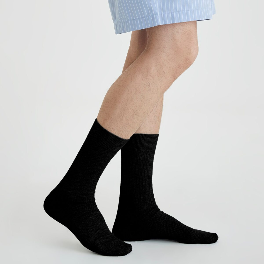 JAJU Cotton Ribbed Long Socks – Black