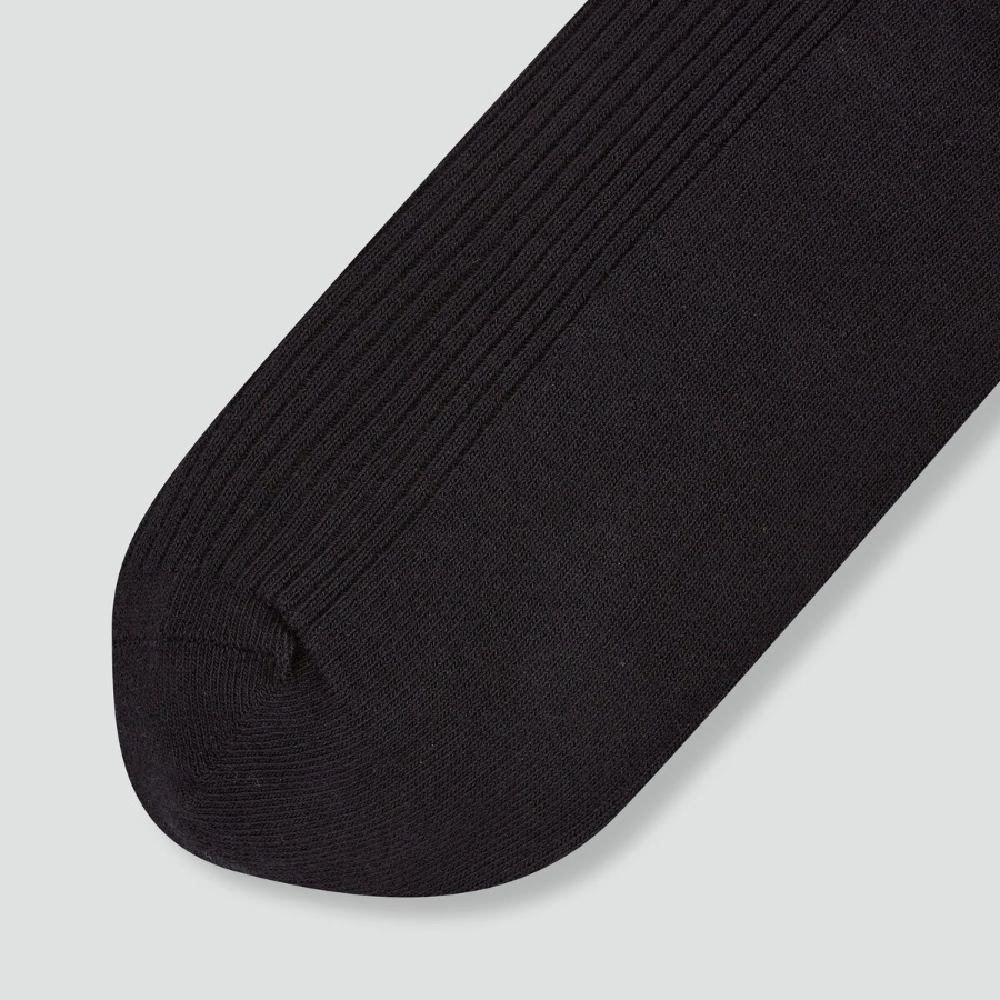 JAJU Cotton Ribbed Long Socks – Black
