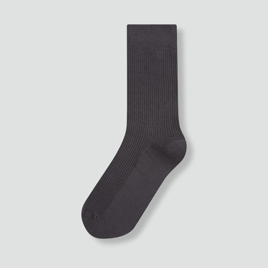 JAJU Cotton Ribbed Long Socks – Charcoal