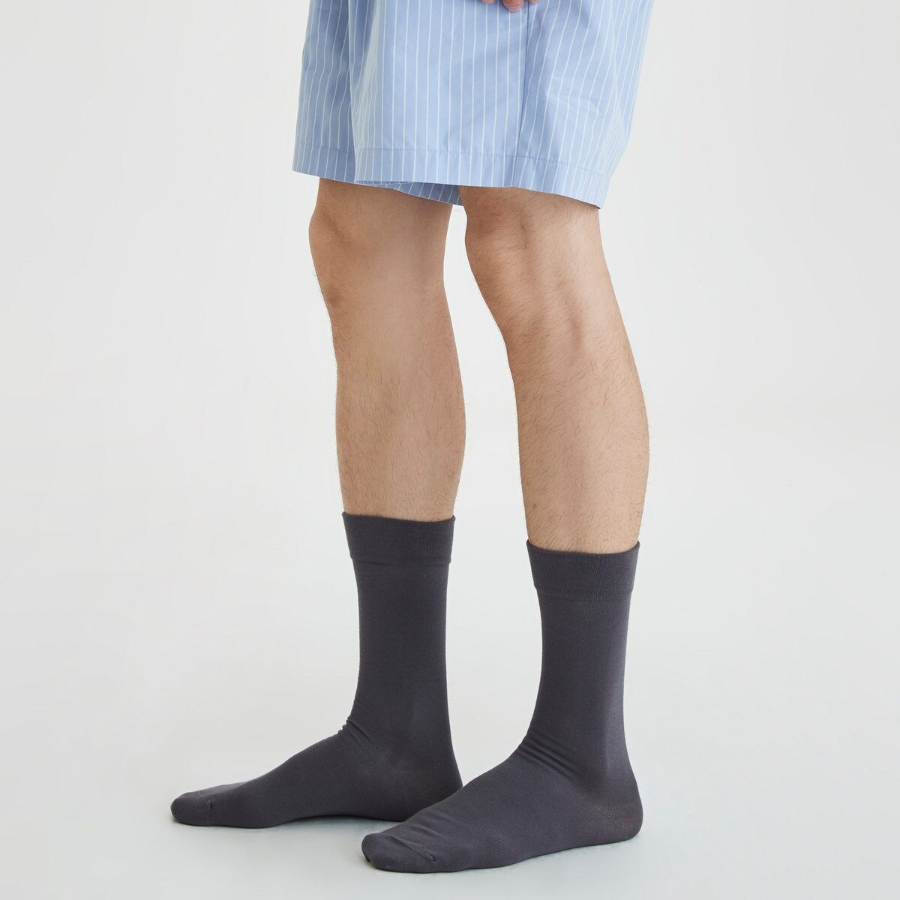 JAJU Cotton Ribbed Long Socks – Charcoal