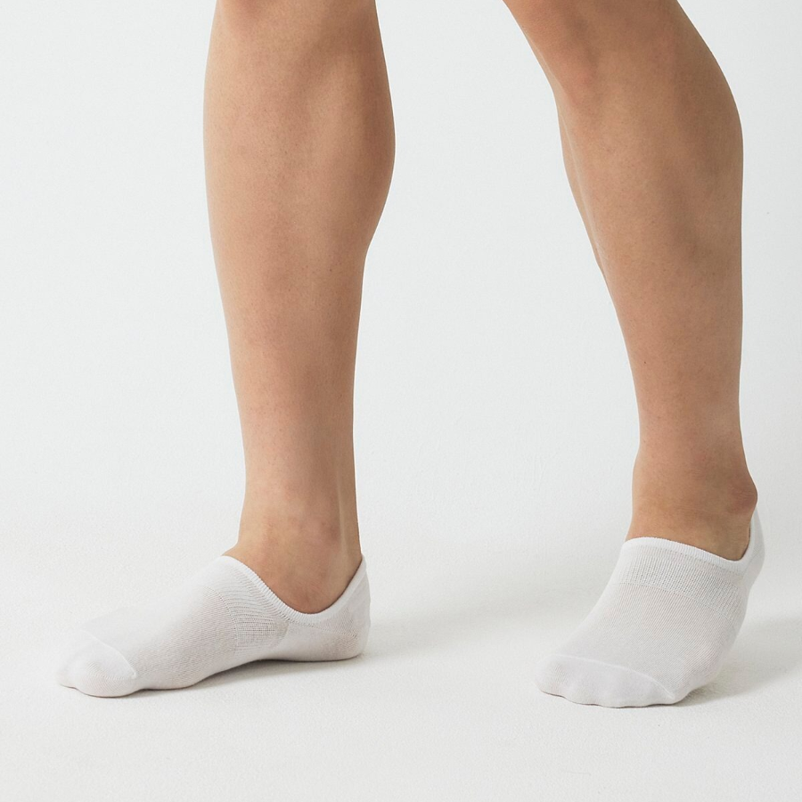 JAJU Cotton High-Cut Fake Socks 5-Pack – White