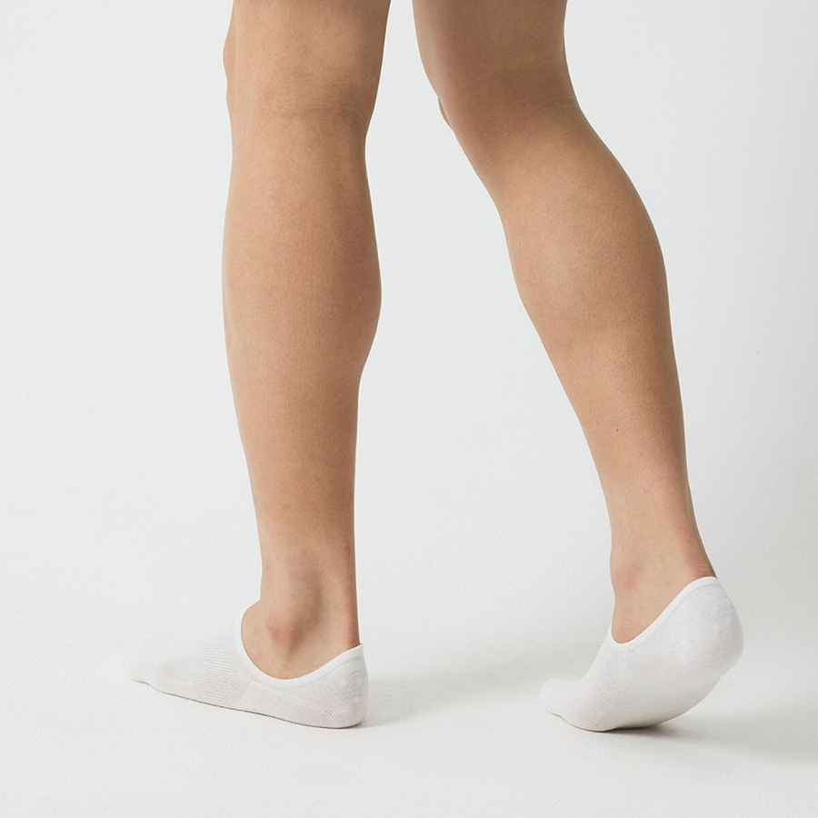 JAJU Cotton High-Cut Fake Socks 5-Pack – White