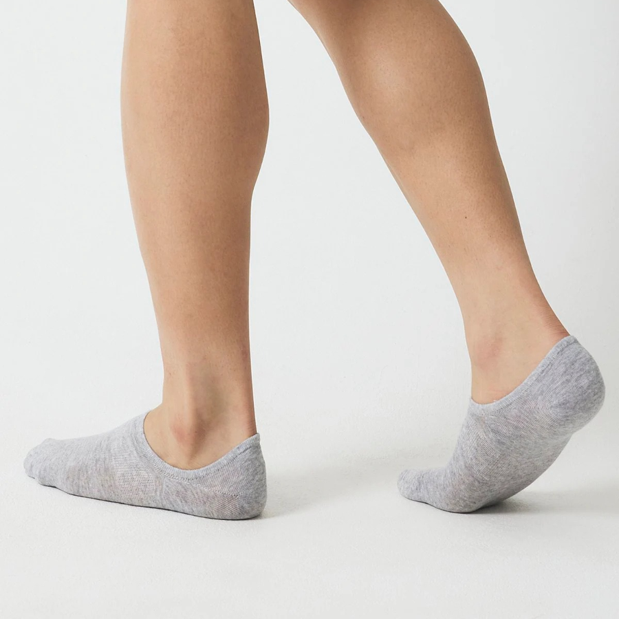 JAJU Cotton High-Cut Fake Socks 5-Pack – Melange Grey