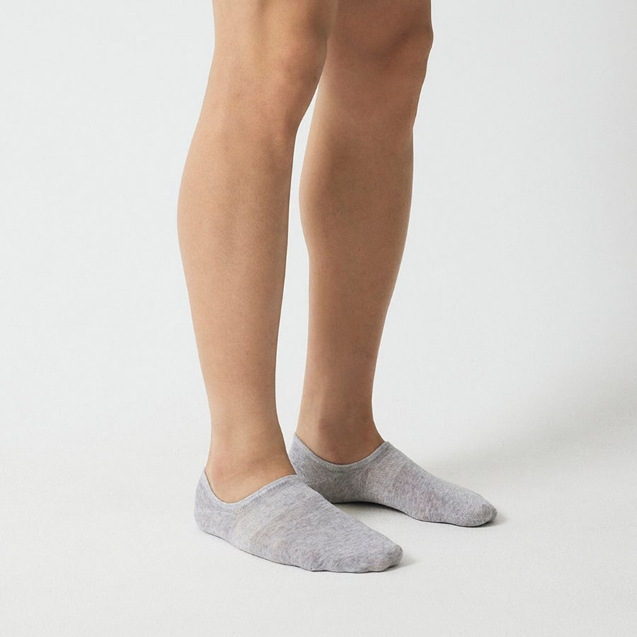 JAJU Cotton High-Cut Fake Socks 5-Pack – Melange Grey