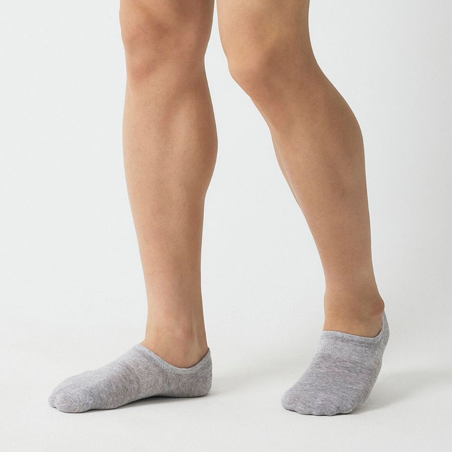 JAJU Cotton High-Cut Fake Socks 5-Pack – Melange Grey