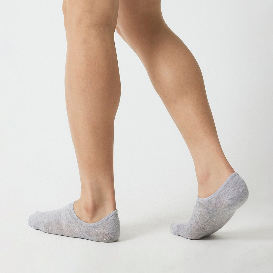 JAJU Cotton High-Cut Fake Socks 5-Pack – Melange Grey