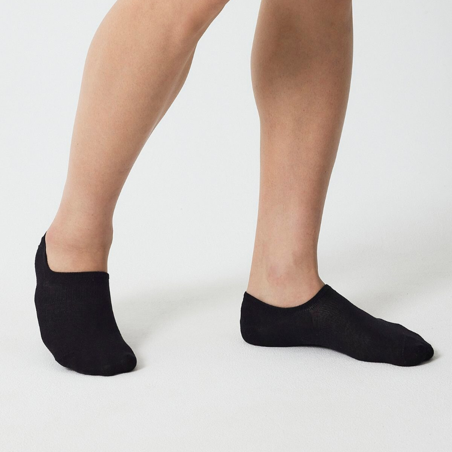 JAJU Cotton High-Cut Fake Socks 5-Pack – Black