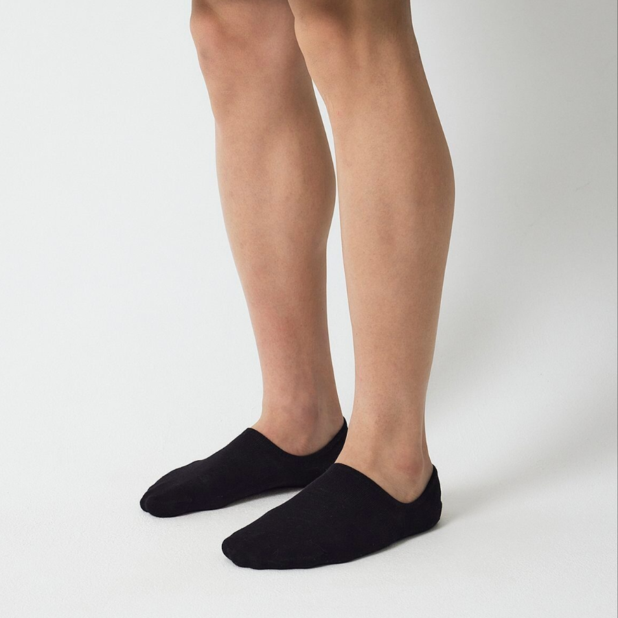 JAJU Cotton High-Cut Fake Socks 5-Pack – Black