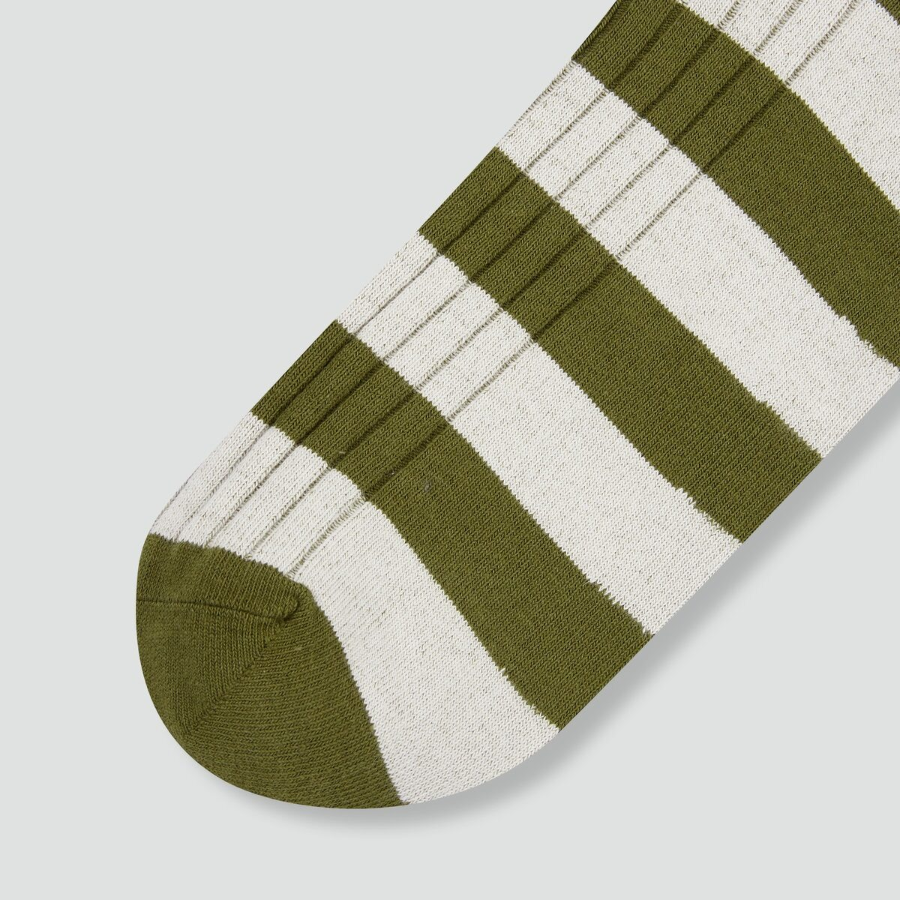 JAJU Cotton Stripe Long Socks – Khaki