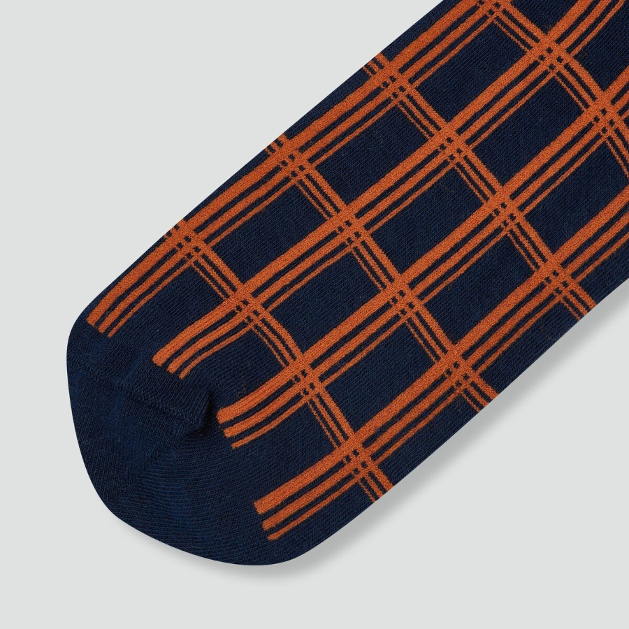 JAJU Cotton Non-Binding Pattern Long Socks – Navy