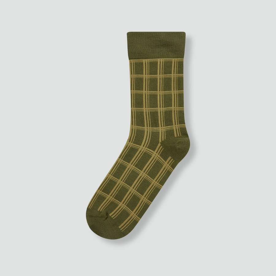 JAJU Cotton Non-Binding Pattern Long Socks – Khaki