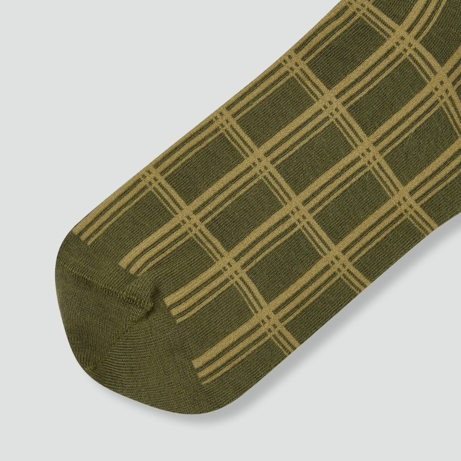 JAJU Cotton Non-Binding Pattern Long Socks – Khaki