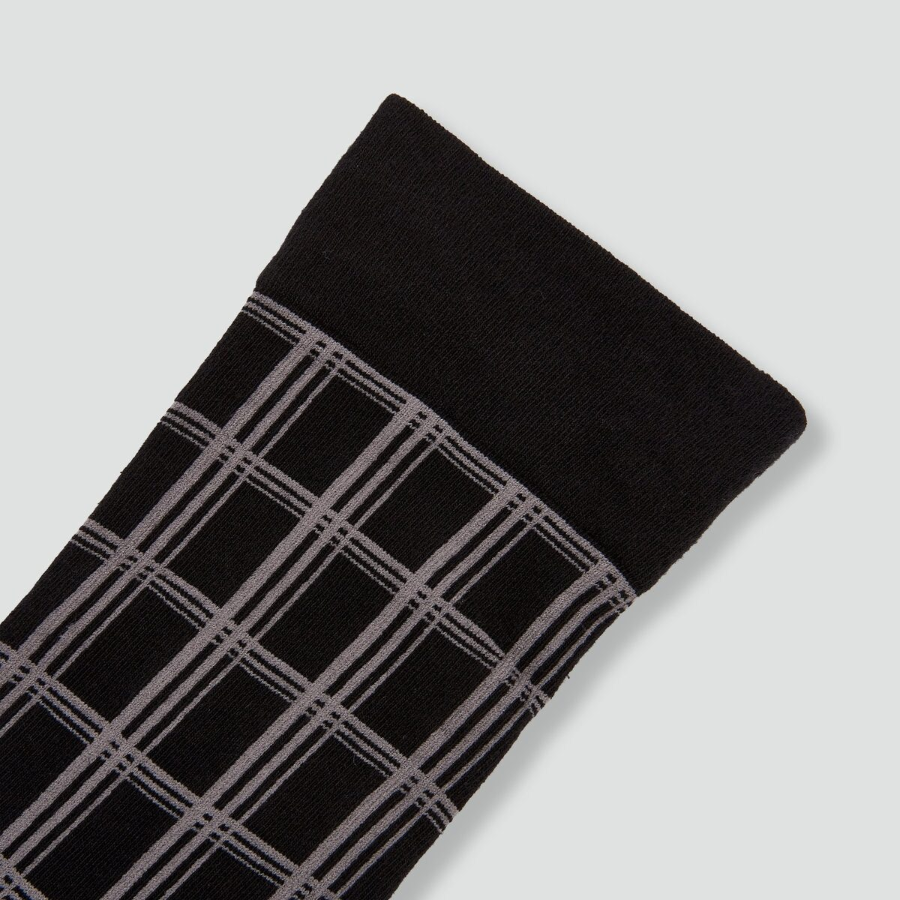 JAJU Cotton Non-Binding Pattern Long Socks – Black