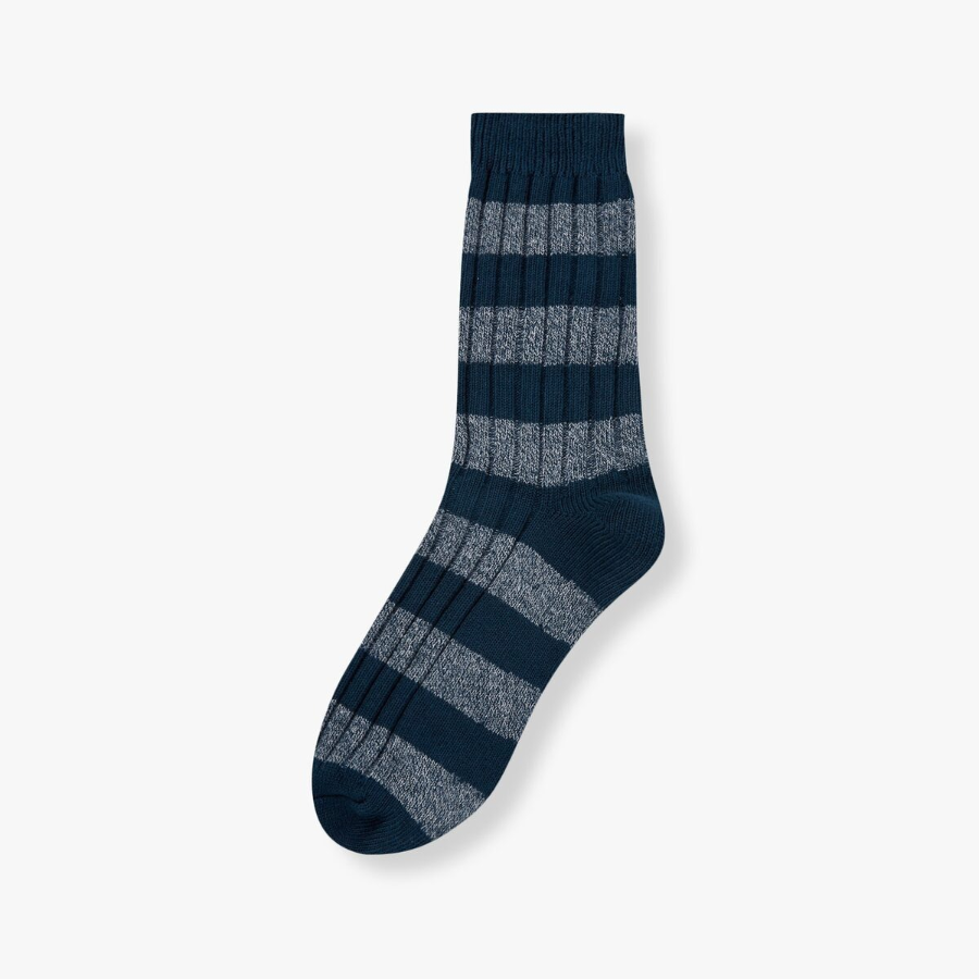 JAJU Thick Cotton Stripe Socks – Navy