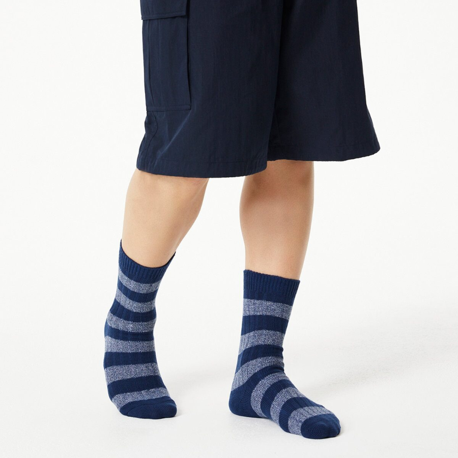 JAJU Thick Cotton Stripe Socks – Navy