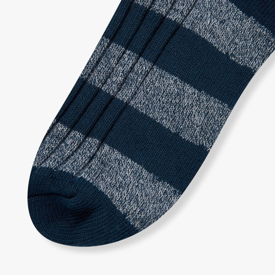 JAJU Thick Cotton Stripe Socks – Navy