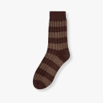 JAJU Thick Cotton Stripe Socks – Brown