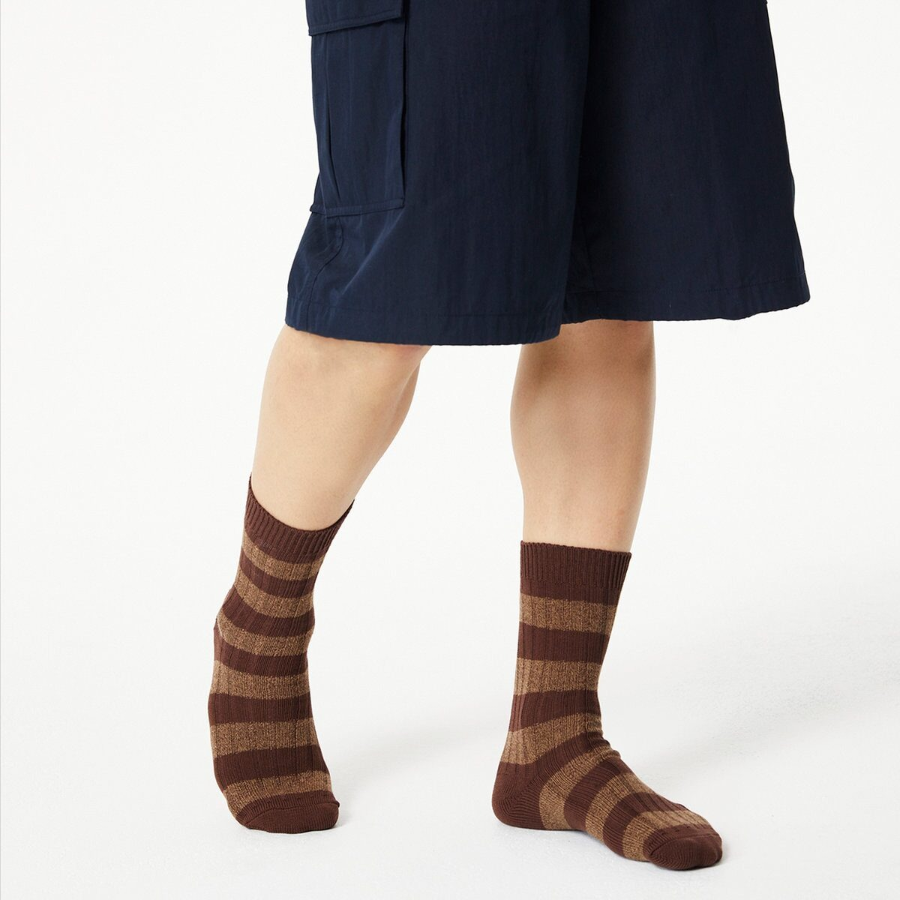 JAJU Thick Cotton Stripe Socks – Brown