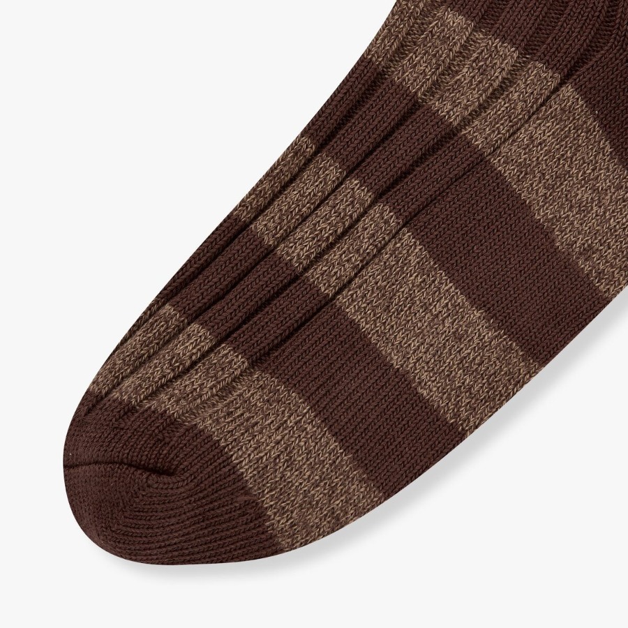 JAJU Thick Cotton Stripe Socks – Brown