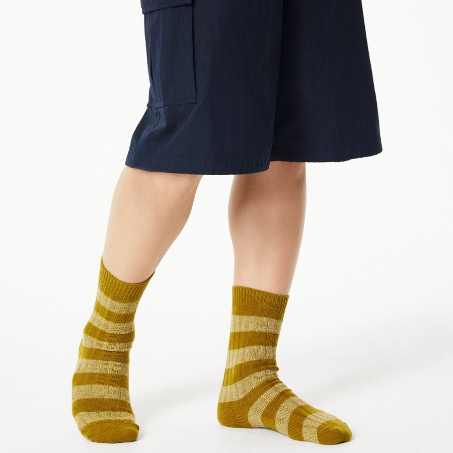 JAJU Thick Cotton Stripe Socks – Olive