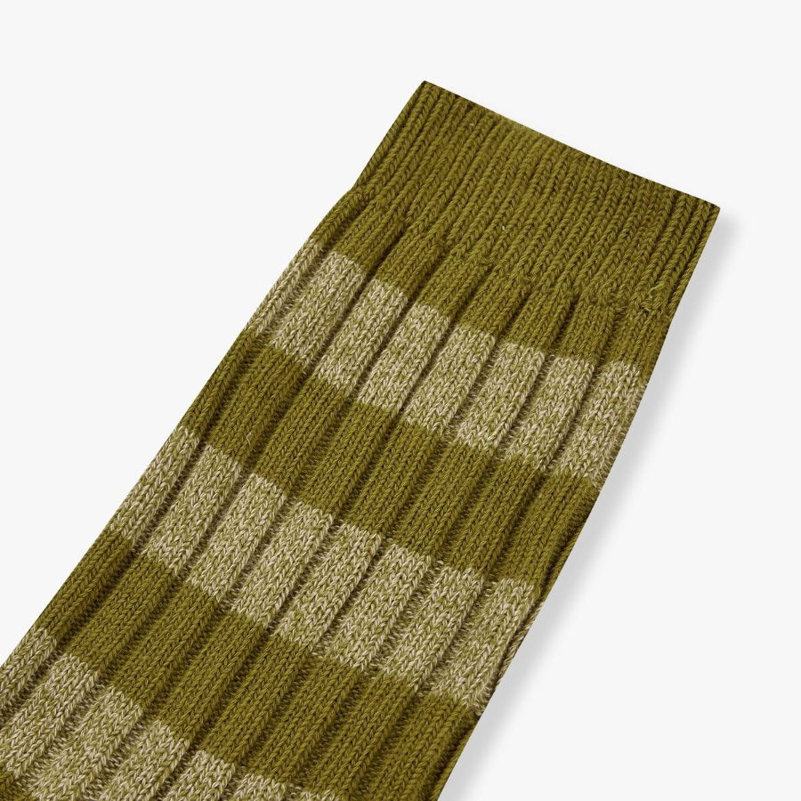 JAJU Thick Cotton Stripe Socks – Olive