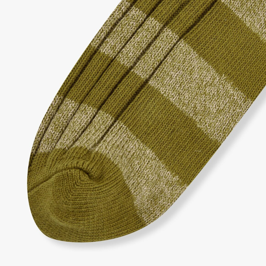 JAJU Thick Cotton Stripe Socks – Olive