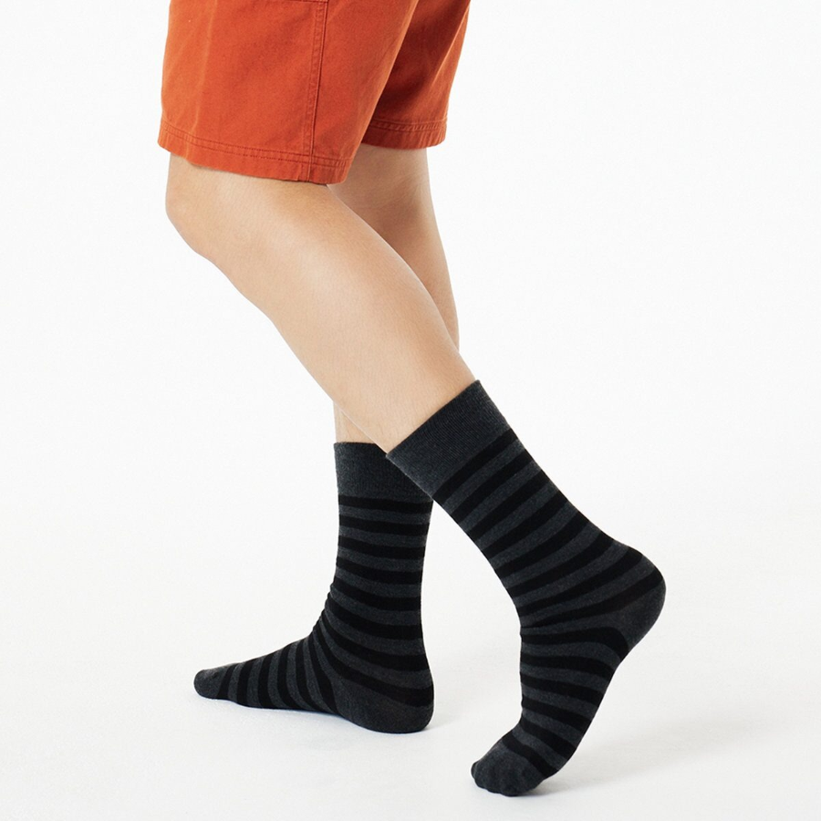 JAJU Wool Blended Pattern Socks – Dark Grey