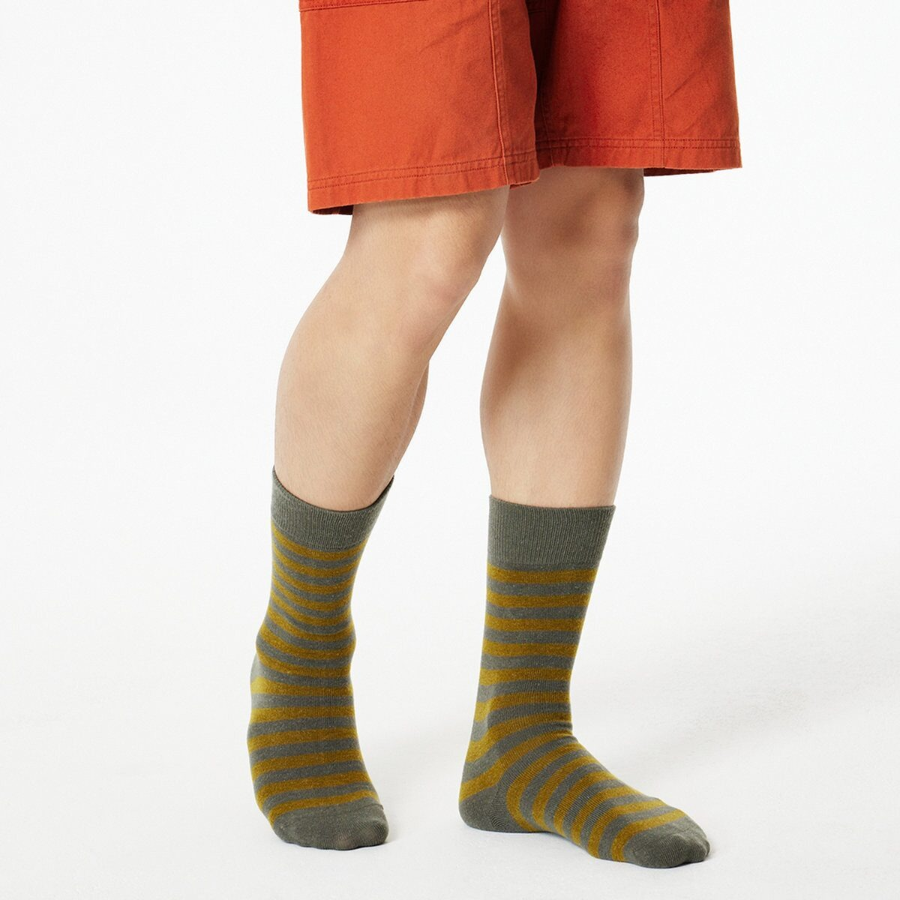 JAJU Wool Blended Pattern Socks – Dark Khaki