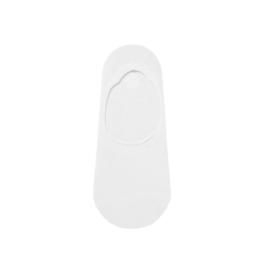 JAJU Cotton Mesh Middle-Cut No-Show Socks – White